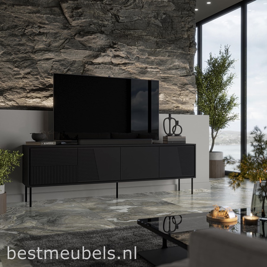Arezo tv-kast 200 mat zwart tv-meubel