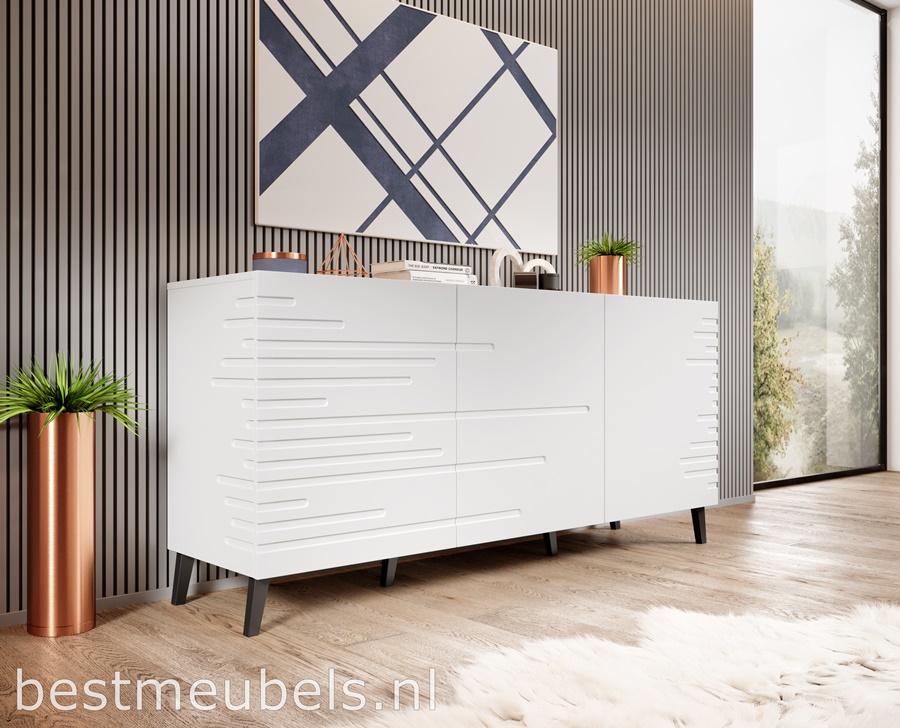 Design dressoir in de kleur mat wit 