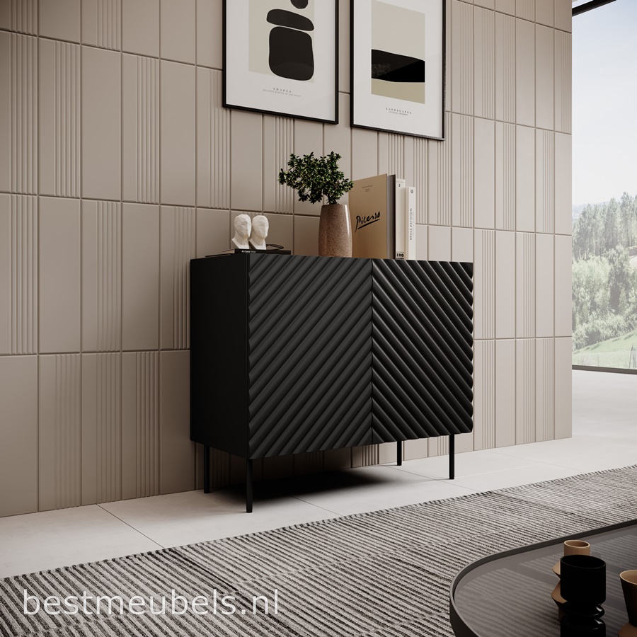 Design dressoir in de kleur mat zwart , best meubels