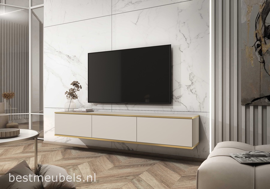 voordeel Piraat Matroos OTERLO TV-meubel 175cm beige , Zwevend TV-kast