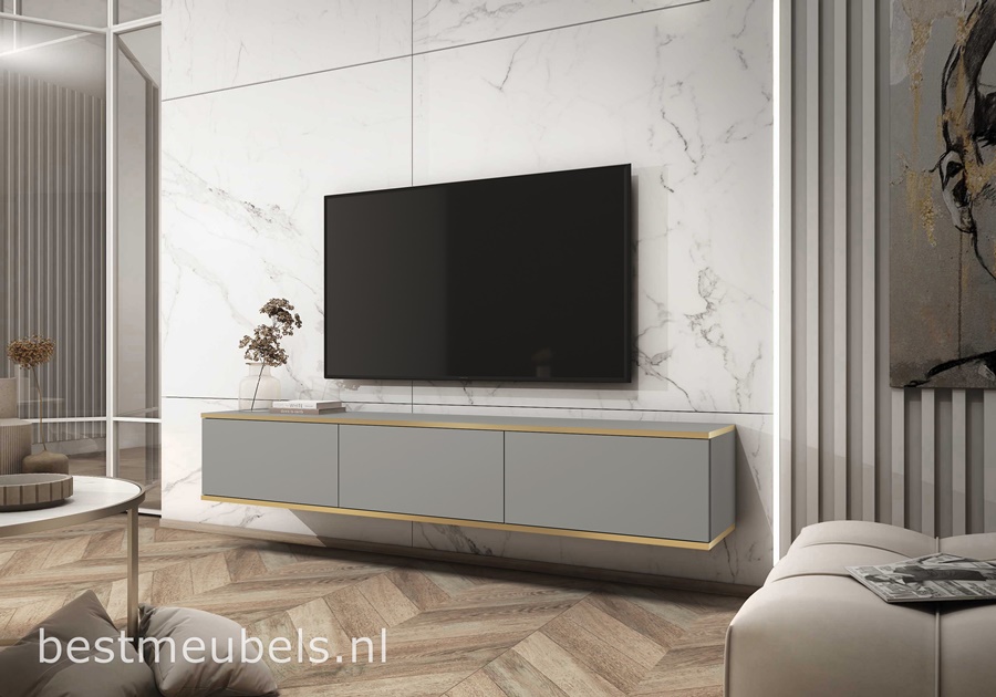 OTERLO TV-meubel 175cm grijs , Zwevend TV-kast