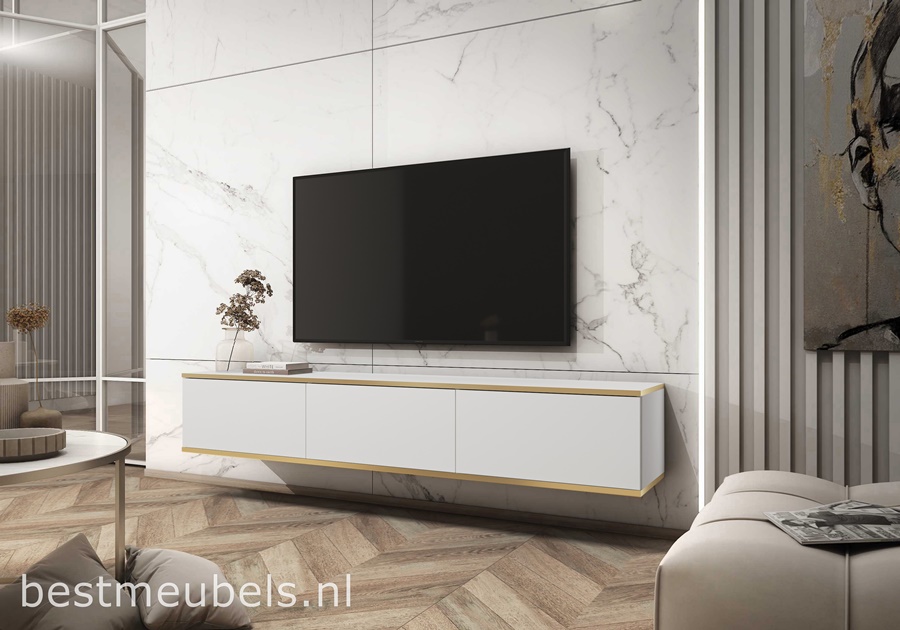 175cm tv meubel wit met goud