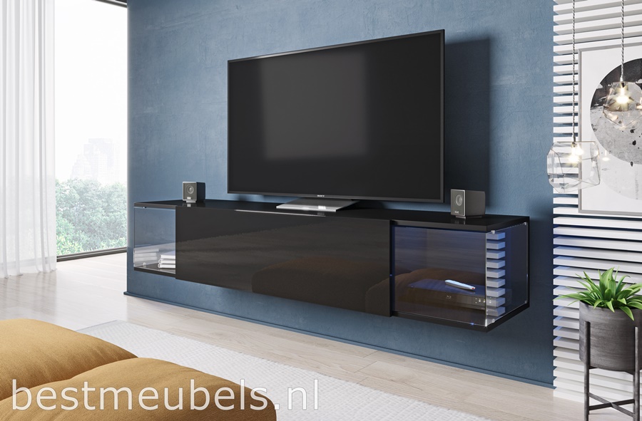 tv-meubel salve zwevend tv-kast hoogglanz zwart wandmeubel tv-kast goedkoop gratis bezorging