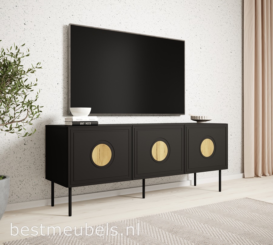 PAOLA TV-meubel 150cm Mat Zwart TV-kast