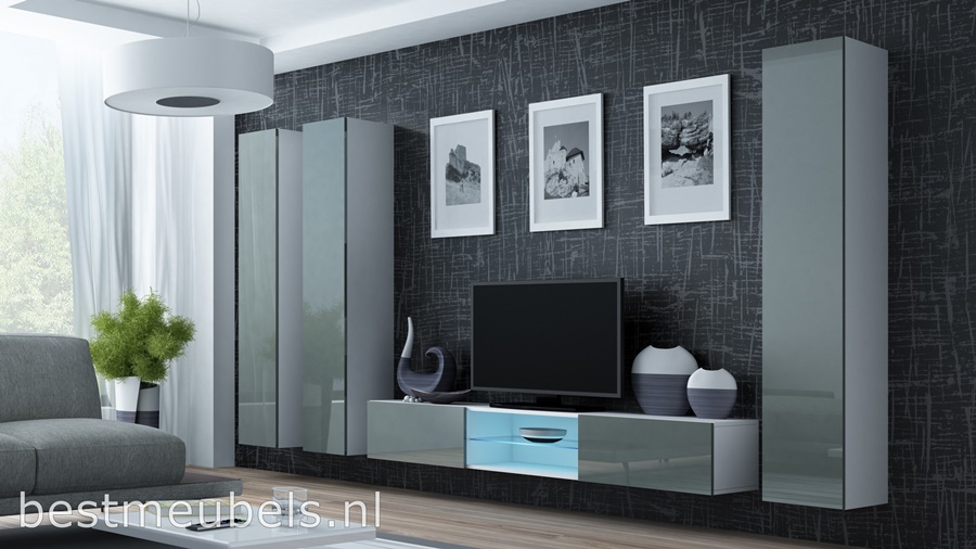 woonkamer hoogglans grijs tv-meubel, kwaliteiy, design tv-kast, modern hangende tv-meubel,gratis bezorging,