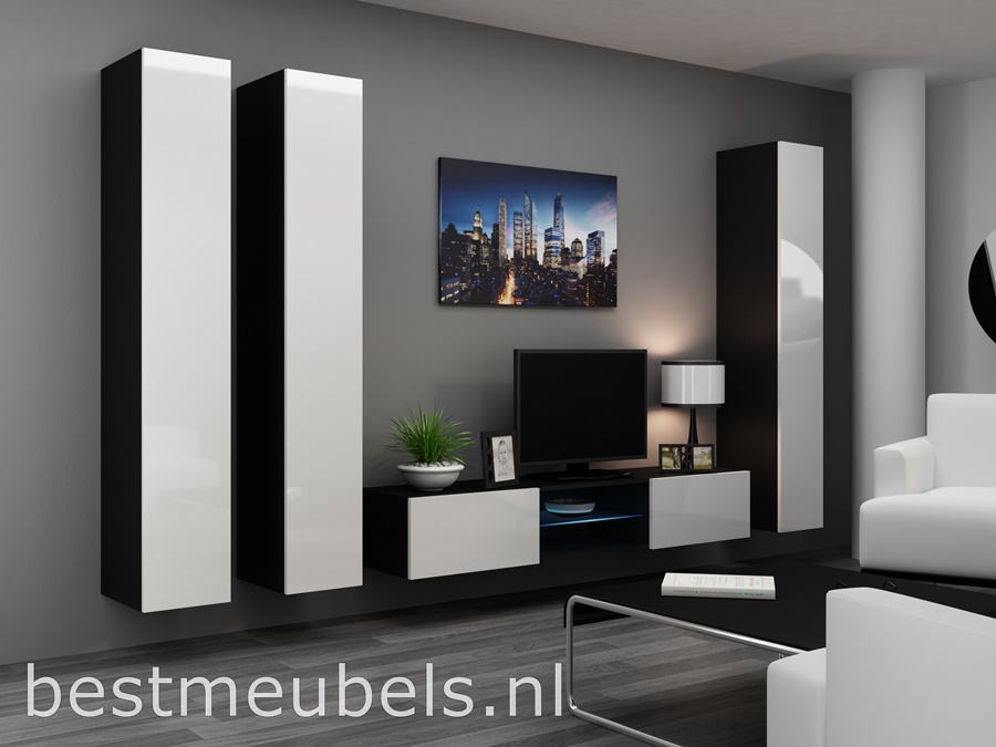 tv-kast hoogglans wit wandmeubel store, gratis bezorging, design tv-meubel