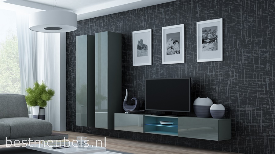 hoge kwaliteit tv-meubel, hangende tv-kast, gratis bezorging, goedkoopste wandmeubel hoogglans grijs, design, modern,bm