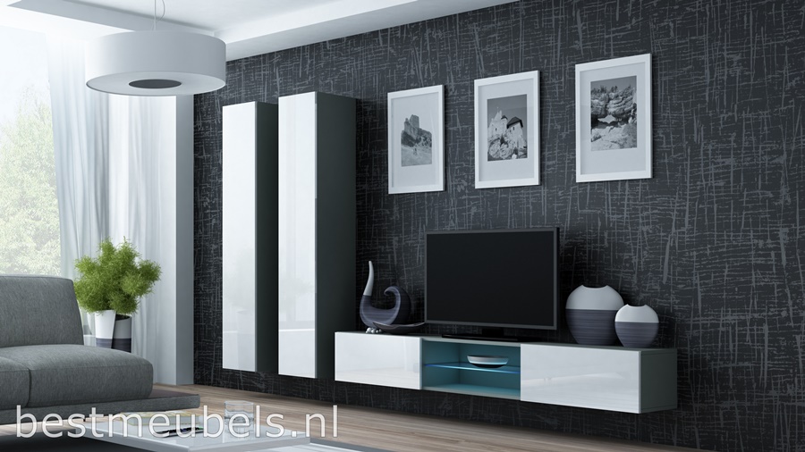 hoge kwaliteit tv-meubel, hangende tv-kast, gratis bezorging, goedkoopste wandmeubel hoogglans grijs, design, modern,led