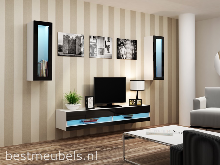 Hoogglans zwart tv-meubel  wandmeubel tv-kast goedkoop gratis bezorging