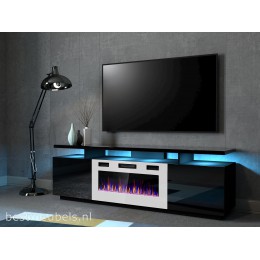 ENNA TV meubel met elektrische sfeerhaard 180cm Zwart