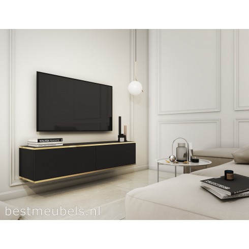 OTERLO TV-meubel 135cm Zwart , Zwevend TV-kast