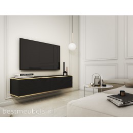 OTERLO 2 TV-meubel 135cm Zwart , Zwevend TV-kast