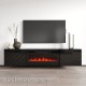 Laren Tv-meubel met elektrische sfeerhaard, Hoogglans Zwart