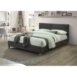 SLEK bed grijs fluweel 160x200 velvet tweepersoonsbed