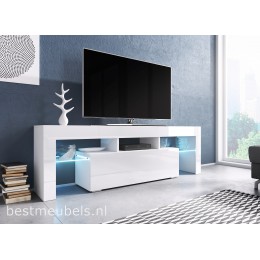 Denemarken Laboratorium Rally TYGO 138 cm Tv-meubel Hoogglans Wit , Zwart Tv-kast Direct uit voorraad  leverbaar Home-Best