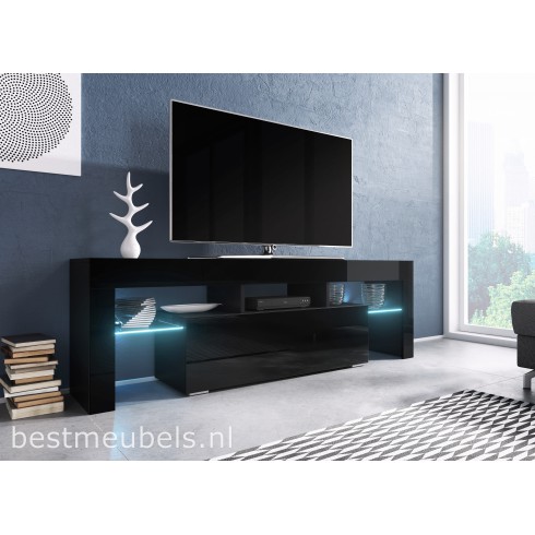 TYGO 138 cm Tv-meubel Hoogglans Wit , Zwart Tv-kast