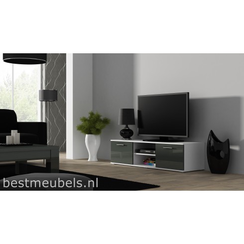 SORRENTO Tv-meubel 140 cm Hoogglans Grijs , Wit