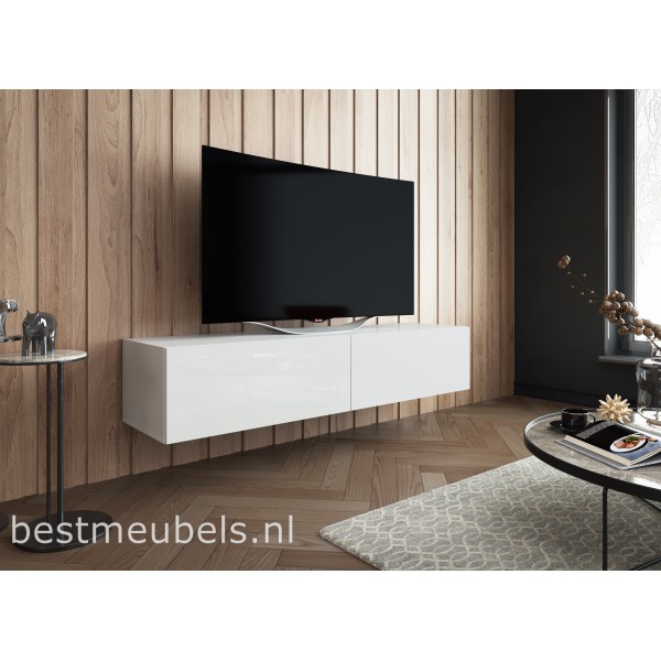 Malen Hoofd Frons SIBBE 150 cm zwevend tv-meubel Hoogglans Wit Zwevende tv-meubels Zwevende  meubels-Best