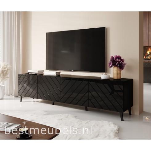 pariteit pijnlijk gewoontjes ANZI 200cm Tv-meubel Hoogglans Zwart , tv kast