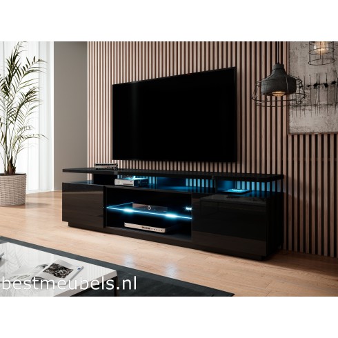 Signaal systeem Ingrijpen ENNA TV-meubel 180cm, Hoogglans Zwart