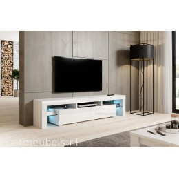 TYGO 200 cm Tv-meubel Hoogglans Wit , Zwart Tv-kast