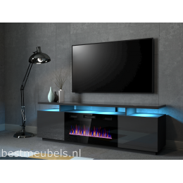 ENNA TV meubel met elektrische sfeerhaard 180cm Grafiet