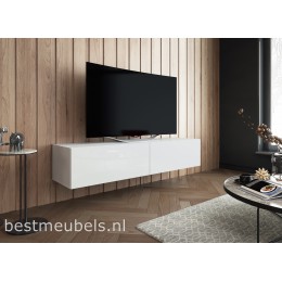 SIBBE 150 cm zwevend tv-meubel Hoogglans Wit
