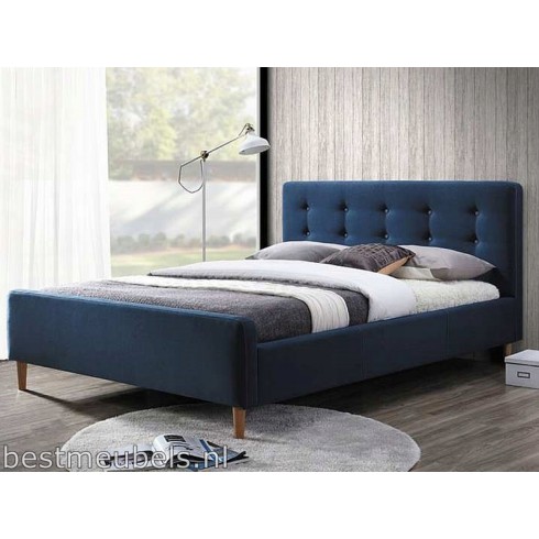 PATTI Gestoffeerd bed 160x200cm Blauw
